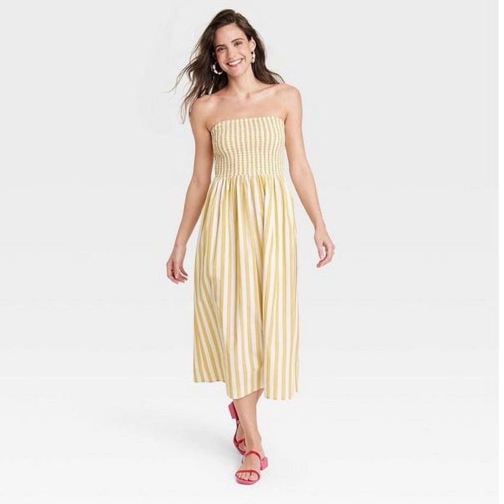 a new day Strapless Dress in Yellow and White